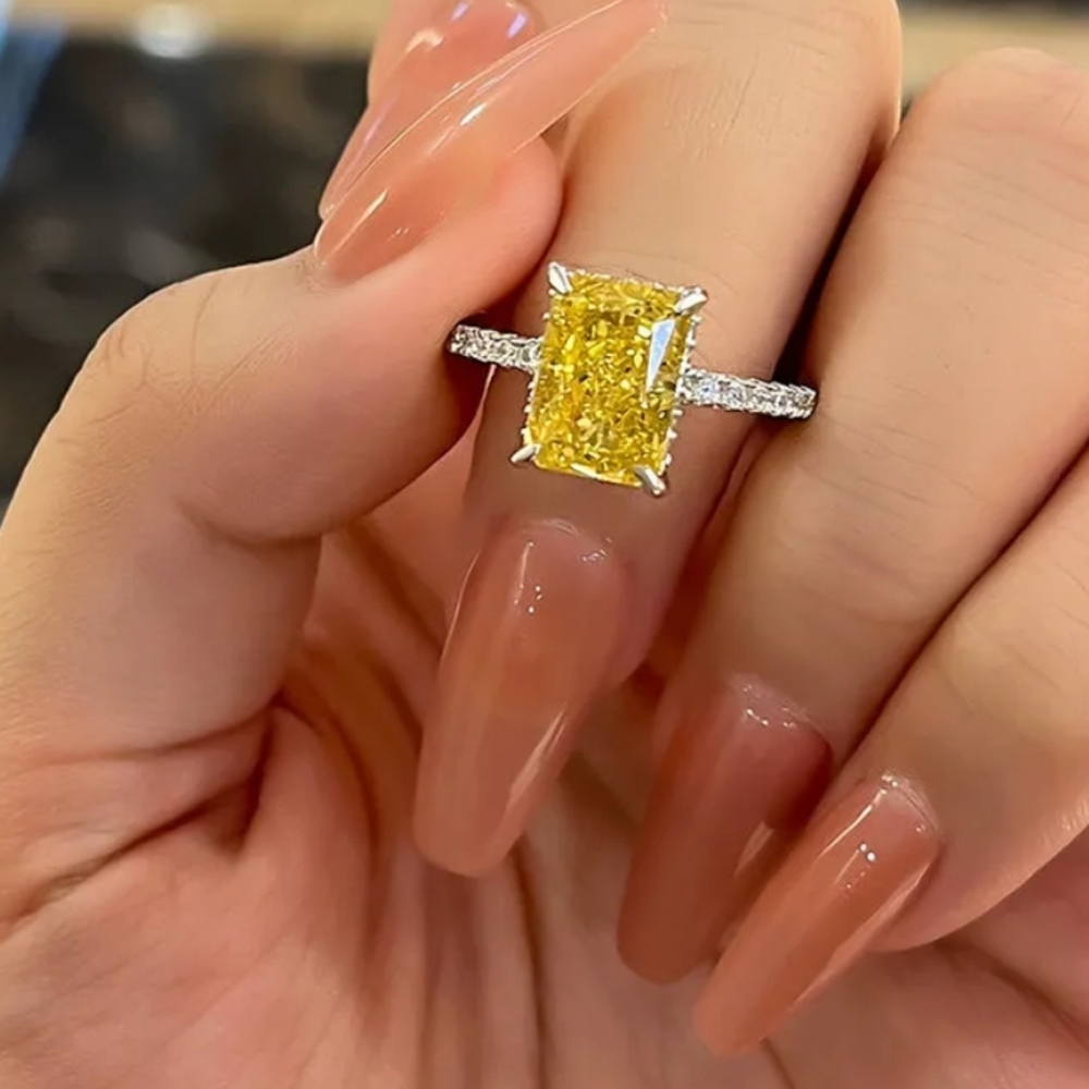 3.3 Carat Radiant Cut Yellow Sapphire Ring